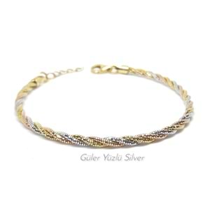 İTHAL ÜÇ RENK ESNEK GÜMÜŞ BİLEZİK