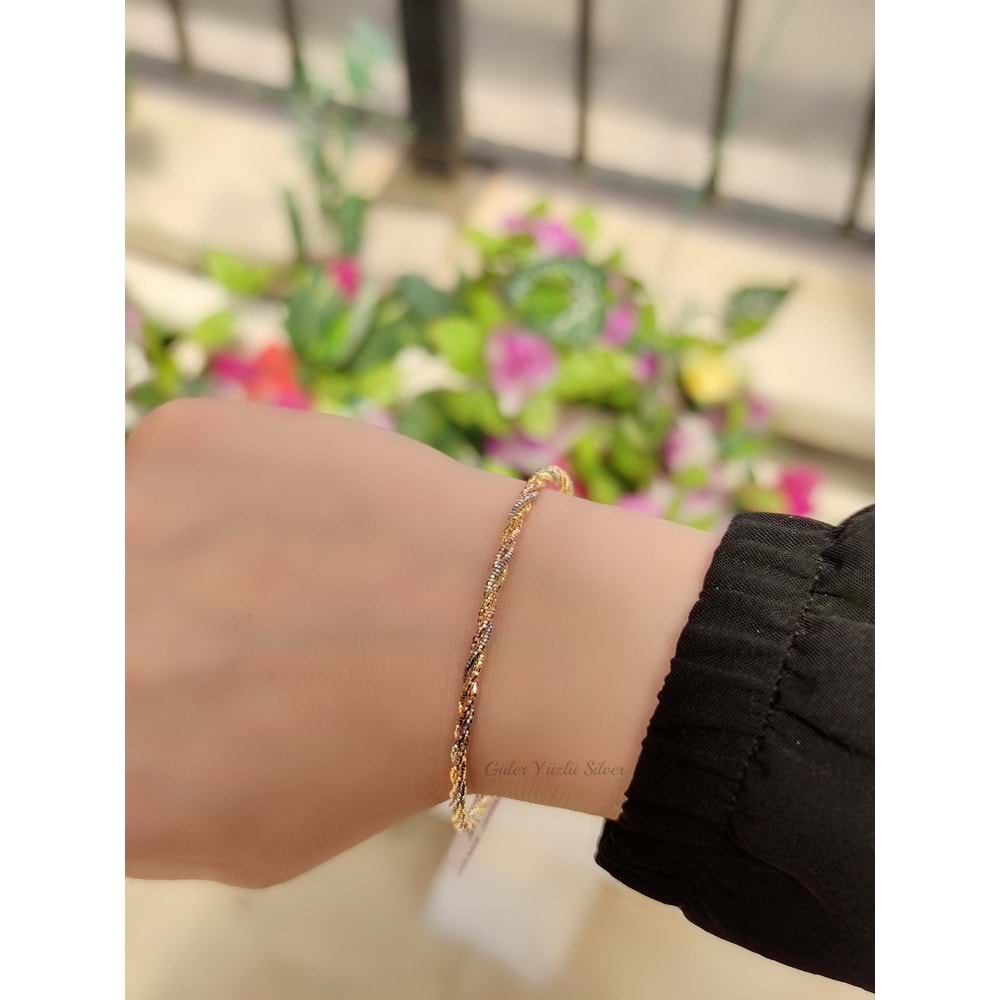 İTHAL ÜÇ RENK ESNEK GÜMÜŞ BİLEZİK