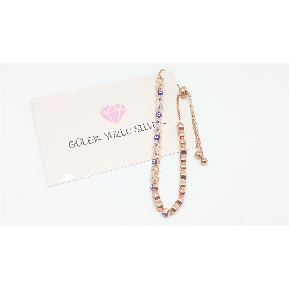 ROSE NAZARLI SONSUZLUK ASANSÖRLÜ GÜMÜŞ BİLEKLİK