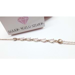 PEMBE TAŞLI DAMLA GÜMÜŞ BİLEKLİK