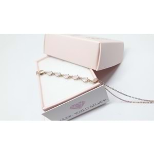 PEMBE TAŞLI DAMLA GÜMÜŞ BİLEKLİK