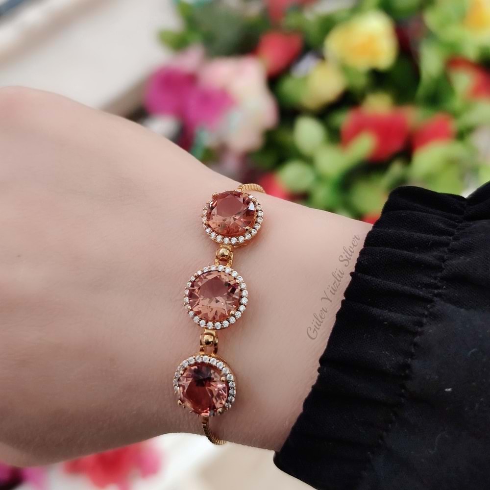 YUVARLAK TAŞLI SULTANİT 3 TAŞ ASANSÖRLÜ BİLEKLİK