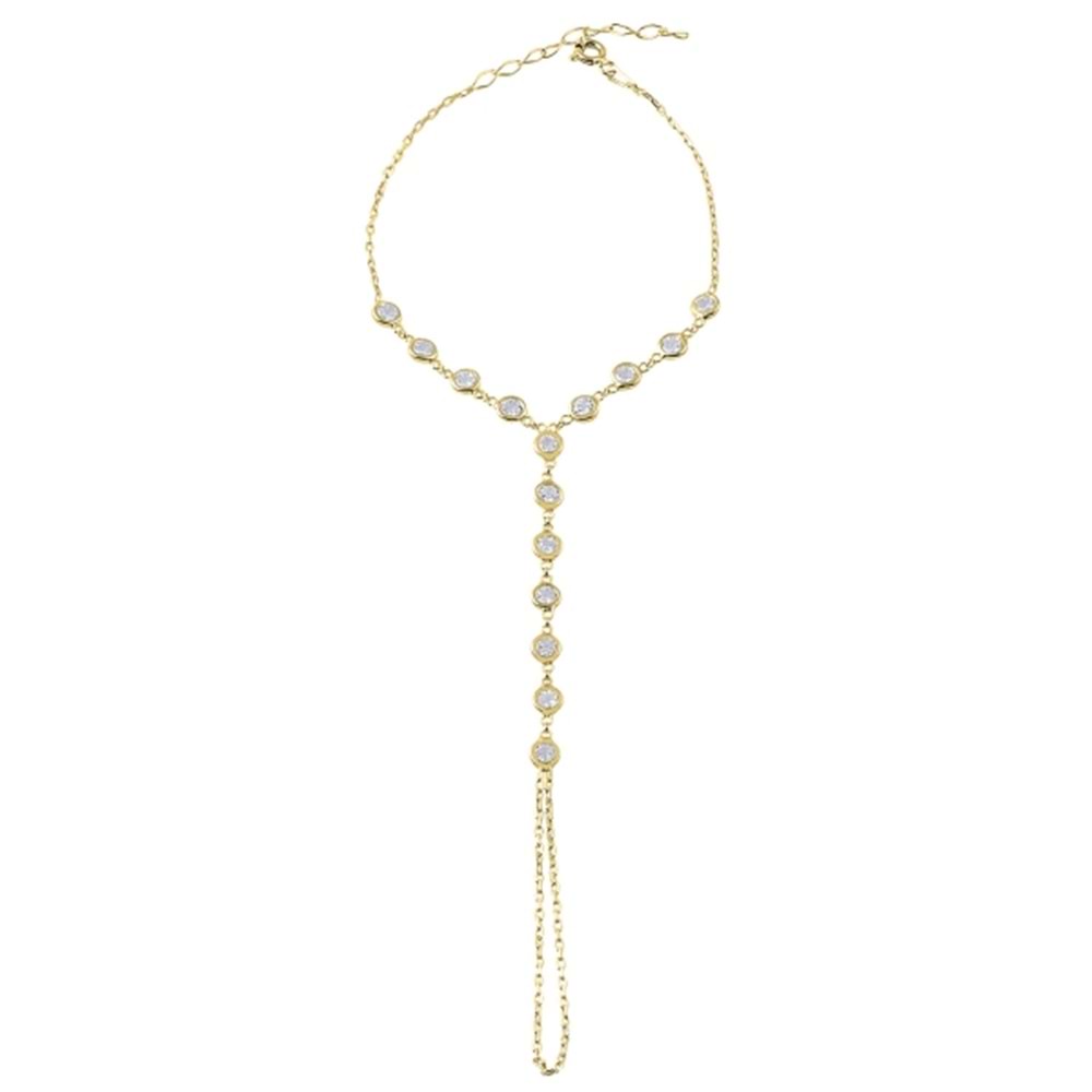 ZİRKON TAŞLI SU YOLU GÜMÜŞ ŞAHMERAN - ALTIN KAPLAMA