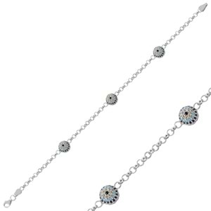 RODYUM KAPLAMA TAŞLI DOÇ GÜMÜŞ BİLEKLİK