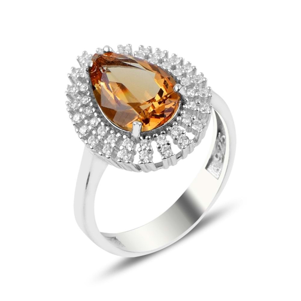 ZİRKON TAŞLI DAMLA MODELİ SULTANİT TAŞLI GÜMÜŞ YÜZÜK