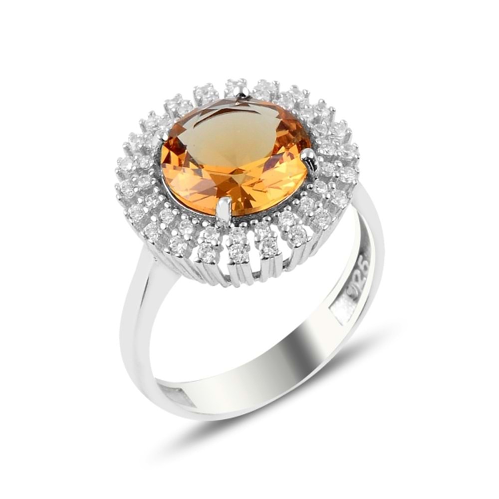 ZİRKON TAŞLI YUVARLAK MODEL SULTANİT TAŞLI GÜMÜŞ YÜZÜK