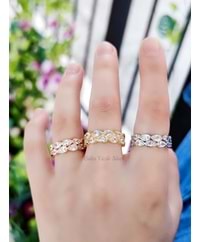 6 MM ÇİFT SIRA DAMLA ZİRKON TAŞLI GÜMÜŞ TAMTUR YÜZÜK