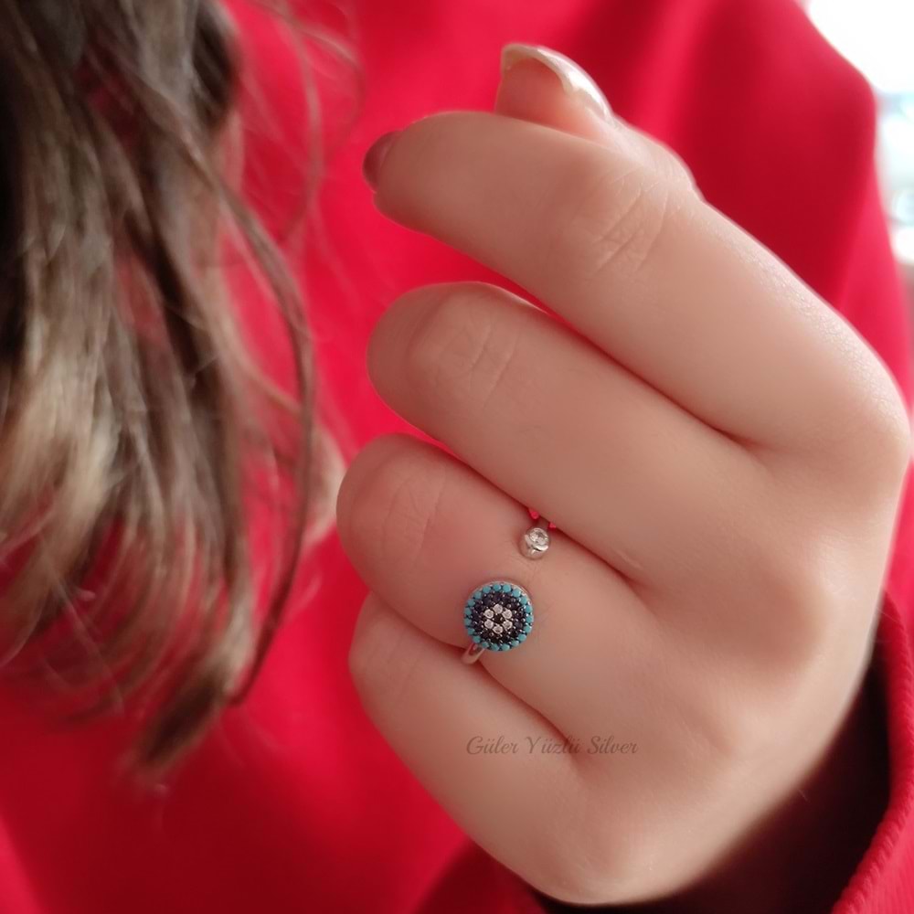 SOSYETE GÖZÜ AYARLANABİLİR GÜMÜŞ YÜZÜK - RODYUM KAPLAMA