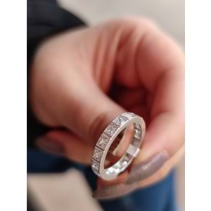 KARE BAGET TAŞLI TAMTUR GÜMÜŞ YÜZÜK - 14