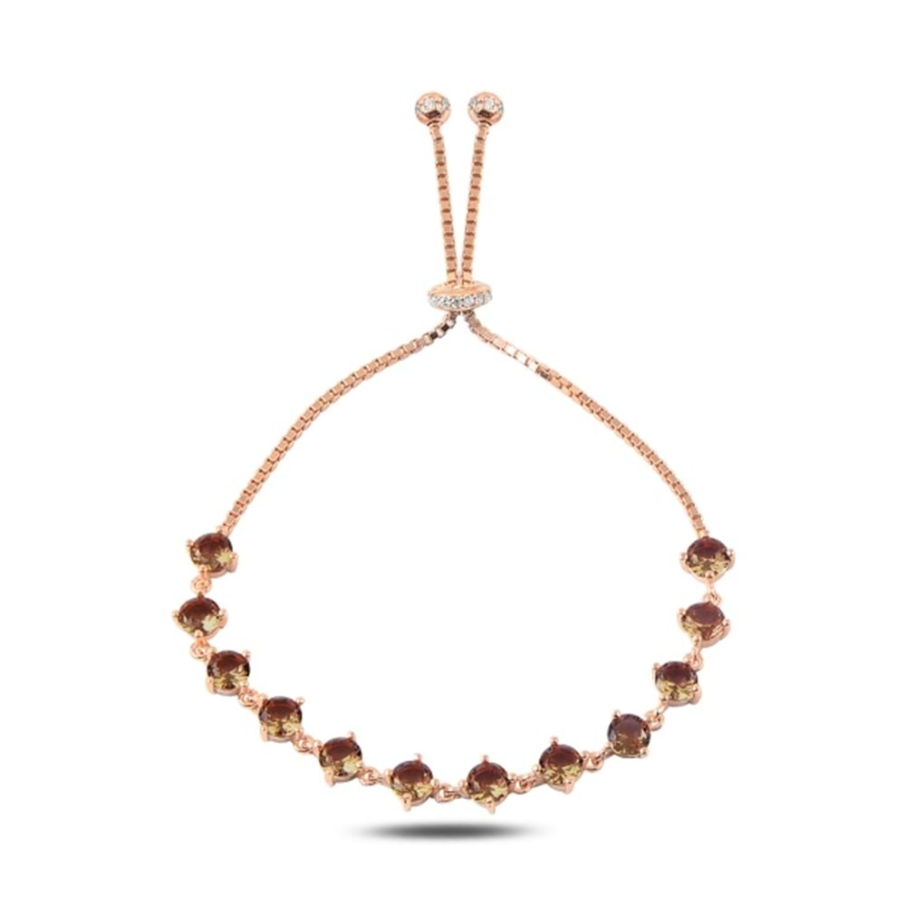 SULTANİT TAŞLI ASANSÖRLÜ GÜMÜŞ BİLEKLİK - ROSE ALTIN KAPLAMA