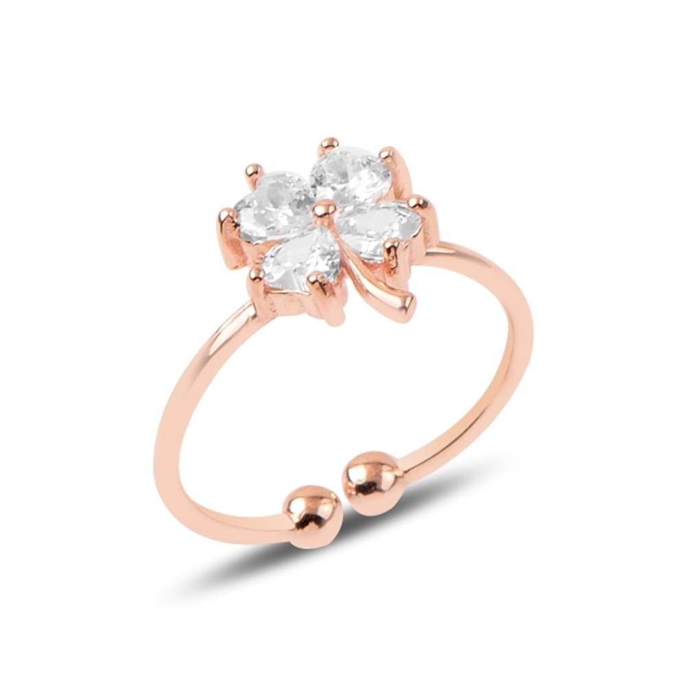 ZİRKON TAŞLI AYARLANABİLİR YONCA GÜMÜŞ YÜZÜK