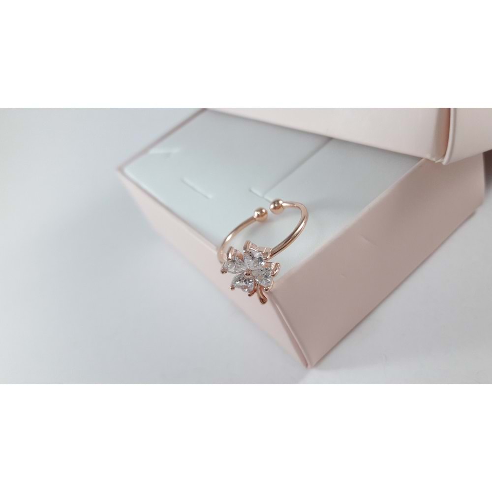 ZİRKON TAŞLI AYARLANABİLİR YONCA GÜMÜŞ YÜZÜK