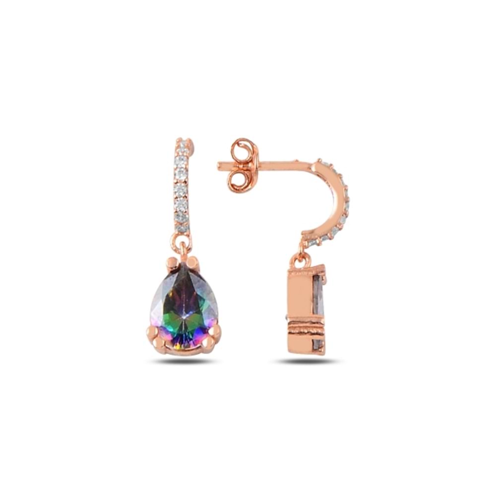 MİSTİK ZİRKON TAŞLI DAMLA SALLANTILI GÜMÜŞ ÇİVİ KÜPE