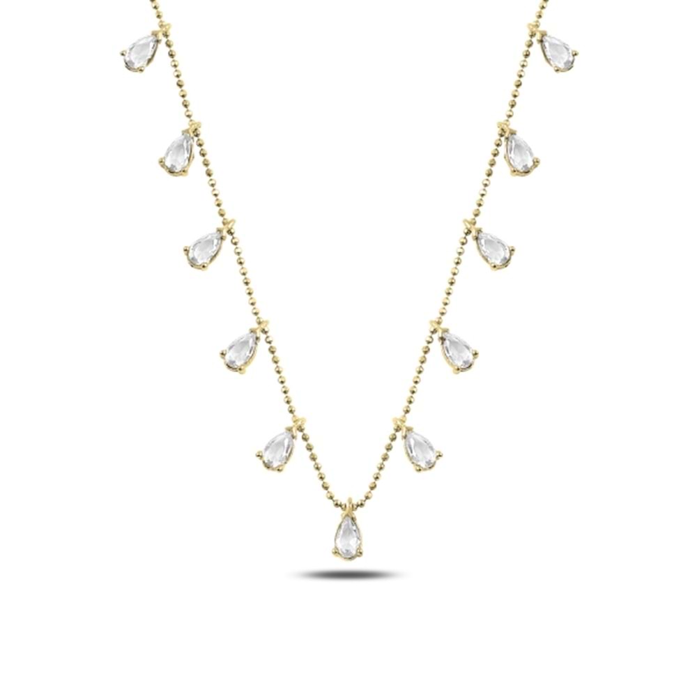 DAMLA ZİRKON TAŞLI SALLANTILI GÜMÜŞ KOLYE