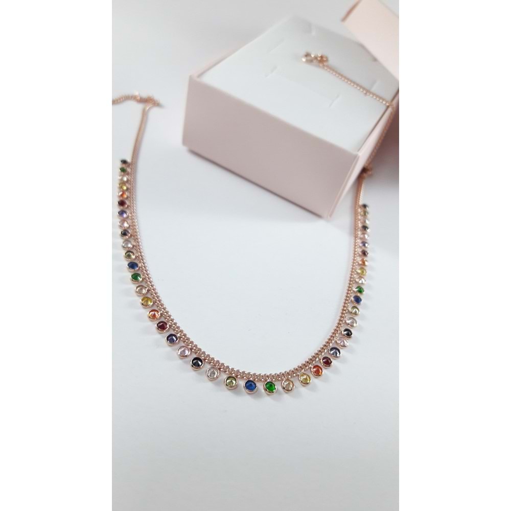 SALLANTILI RENKLİ GURMET GÜMÜŞ KOLYE