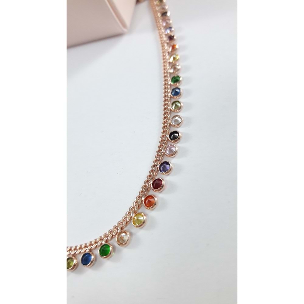 SALLANTILI RENKLİ GURMET GÜMÜŞ KOLYE