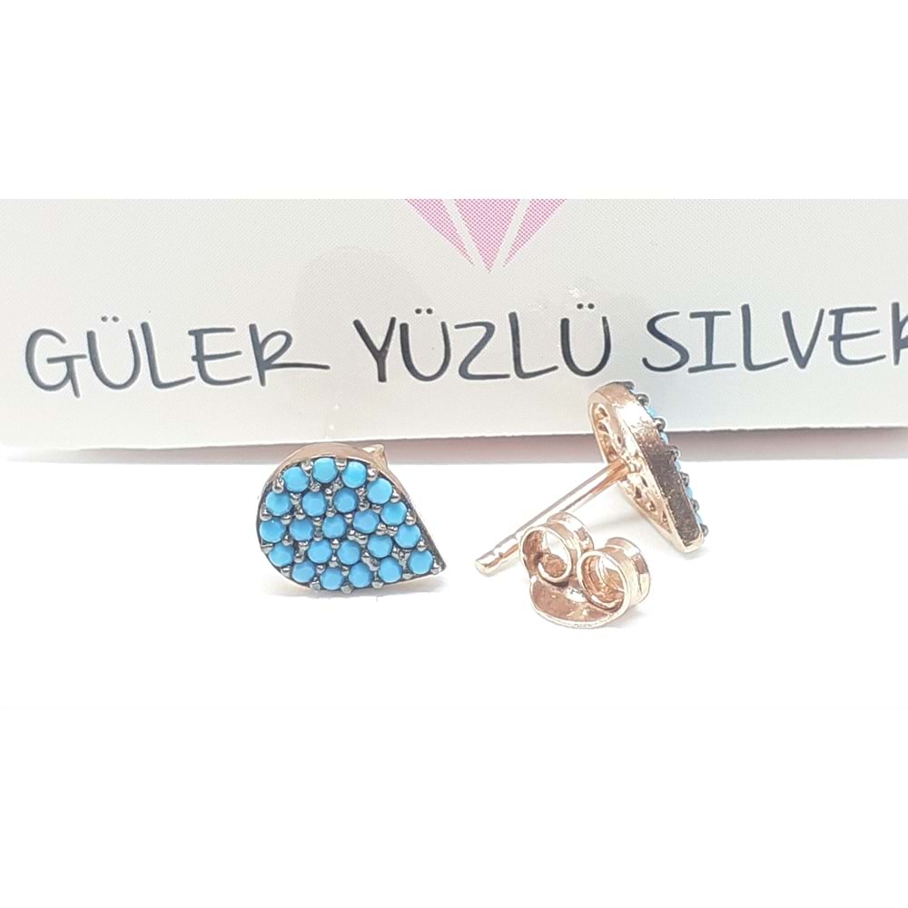 TURKUAZ TAŞLI DAMLA GÜMÜŞ KÜPE