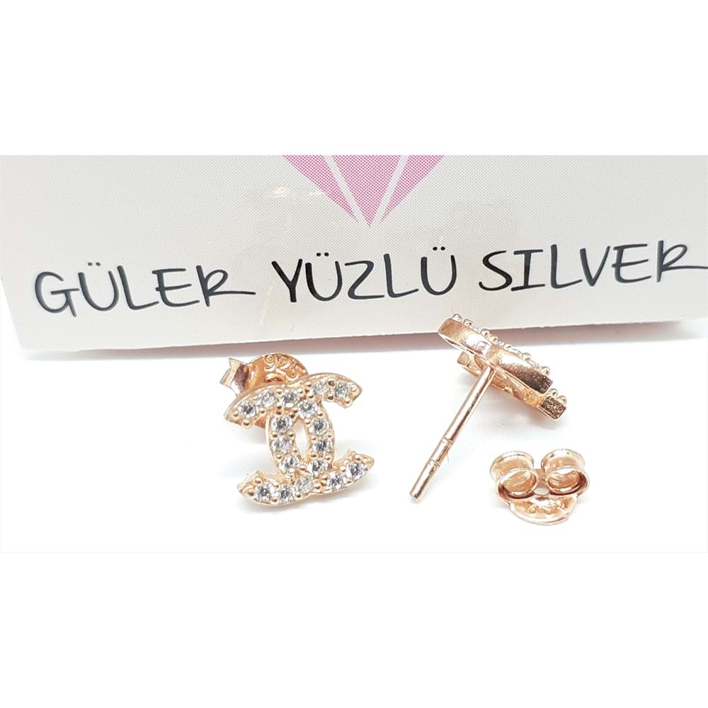 ZİRKON TAŞLI TERS GÜMÜŞ ÇİVİ KÜPE