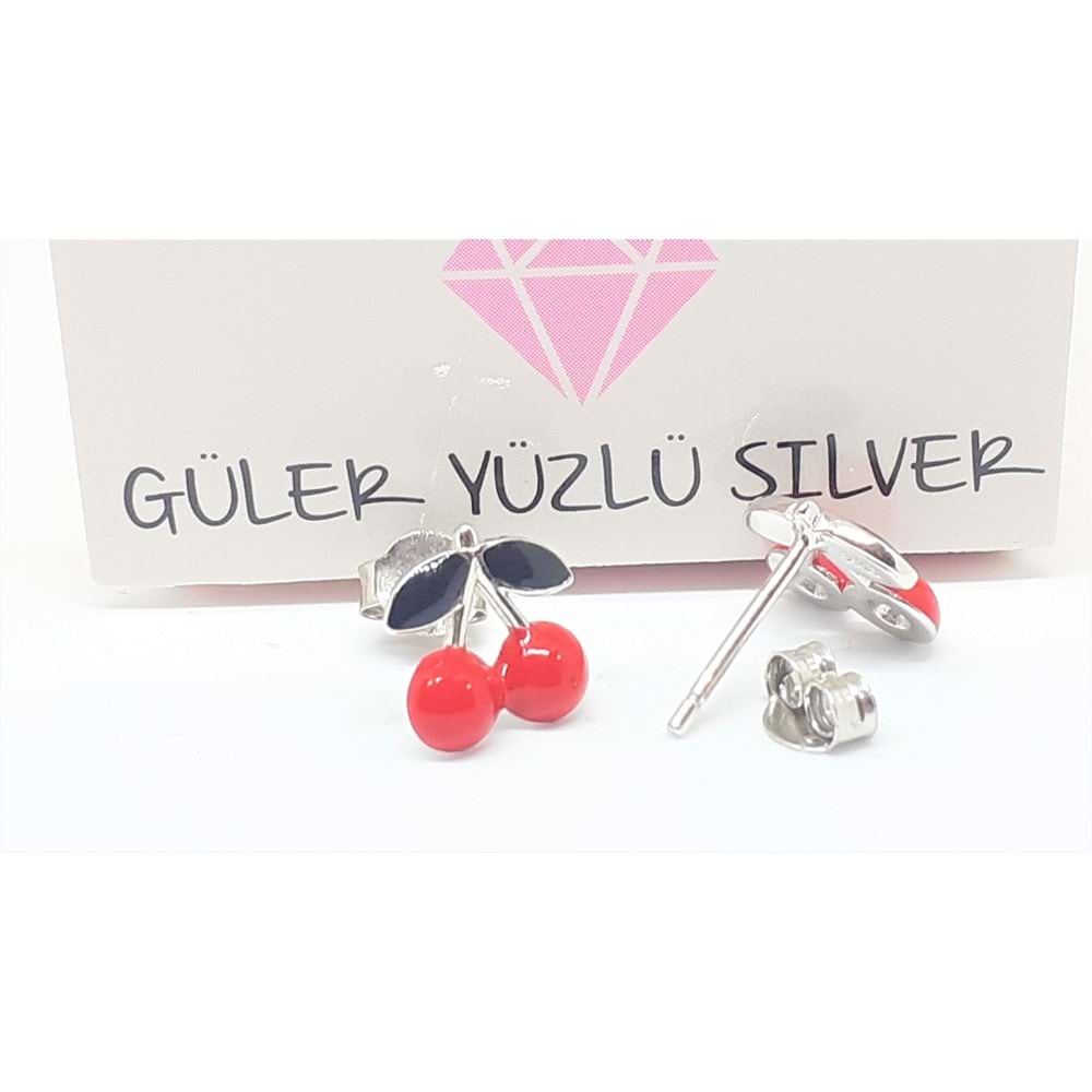 İTHAL KİRAZ GÜMÜŞ VİDALI KÜPE