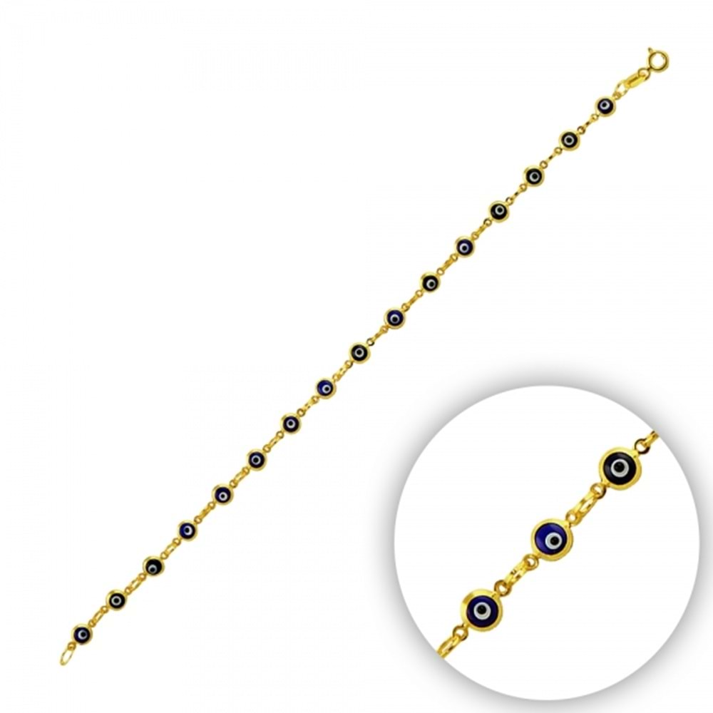 4 MM ALTIN KAPLAMA EL İŞİ CAM GÖZ GÜMÜŞ BİLEKLİK