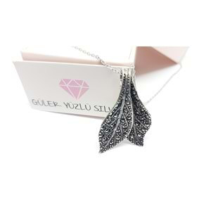 MARKAZİT ÇİFT YAPRAK GÜMÜŞ KOLYE