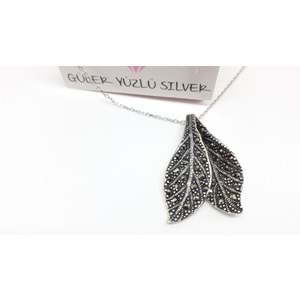 MARKAZİT ÇİFT YAPRAK GÜMÜŞ KOLYE