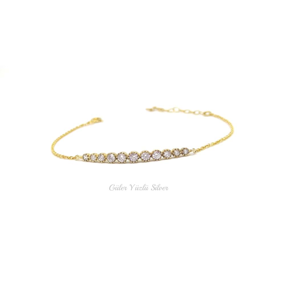 YUVARLAK TAŞLI ALTIN KAPLAMA SU YOLU BİLEKLİK