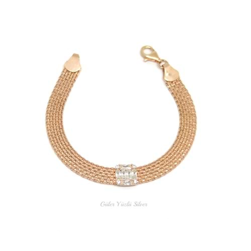 BAGET TAŞLI HASIR GÜMÜŞ BİLEKLİK