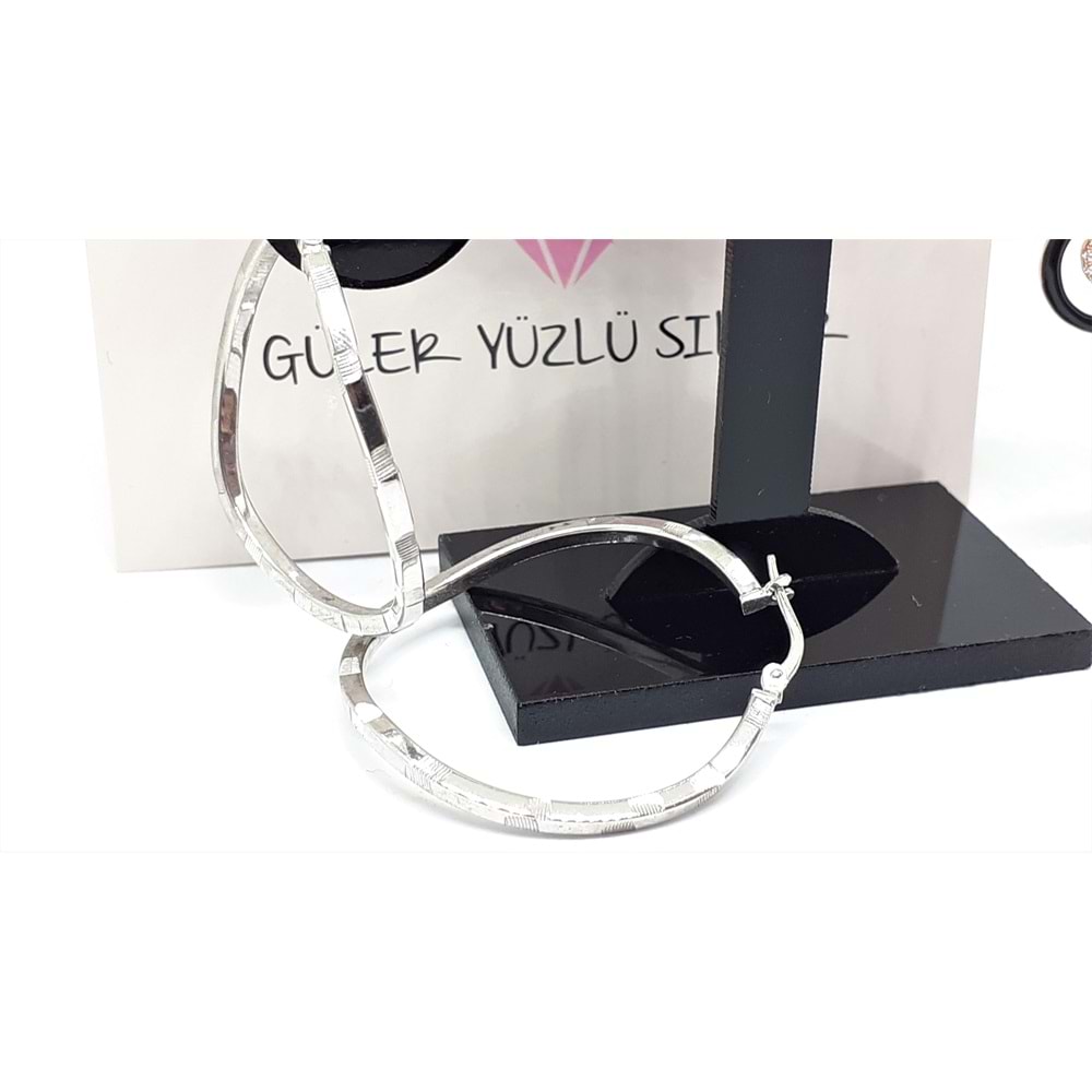 32 MM DALGALI İTHAL HALKA GÜMÜŞ KÜPE