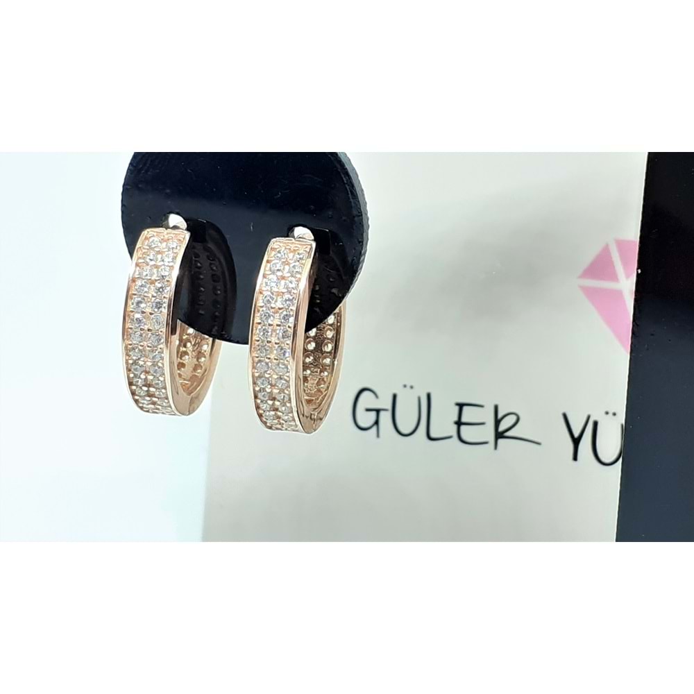 12 MM İTHAL ÇİFT SIRA TAŞLI ÇİFT TARAFLI HALKA GÜMÜŞ KÜPE