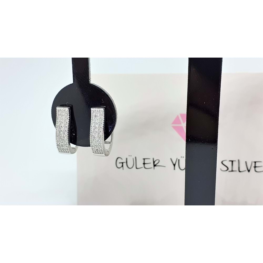 10 MM ÇİFT SIRA ZİRKON TAŞLI J GÜMÜŞ KÜPE