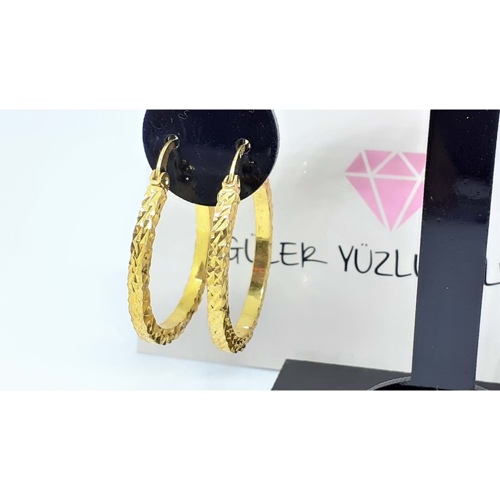 22 MM İTHAL KRİSTAL DESENLİ GÜMÜŞ HALKA KÜPE