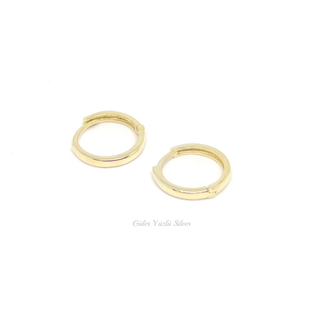 13 MM DÜZ GÜMÜŞ HALKA KÜPE - ALTIN KAPLAMA (SARI) - GYS00697-ALTIN KAPLAMA (SA-STD