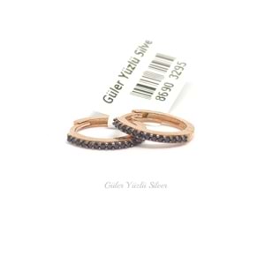 12 MM TEK SIRA ONİKS TAŞLI GÜMÜŞ HALKA KÜPE