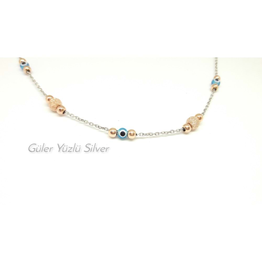 SİMLİ TOPLU NAZAR BONCUKLU İKİLİ GÜMÜŞ SET