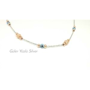 SİMLİ TOPLU NAZAR BONCUKLU İKİLİ GÜMÜŞ SET