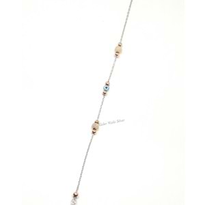 SİMLİ TOPLU NAZAR BONCUKLU İKİLİ GÜMÜŞ SET