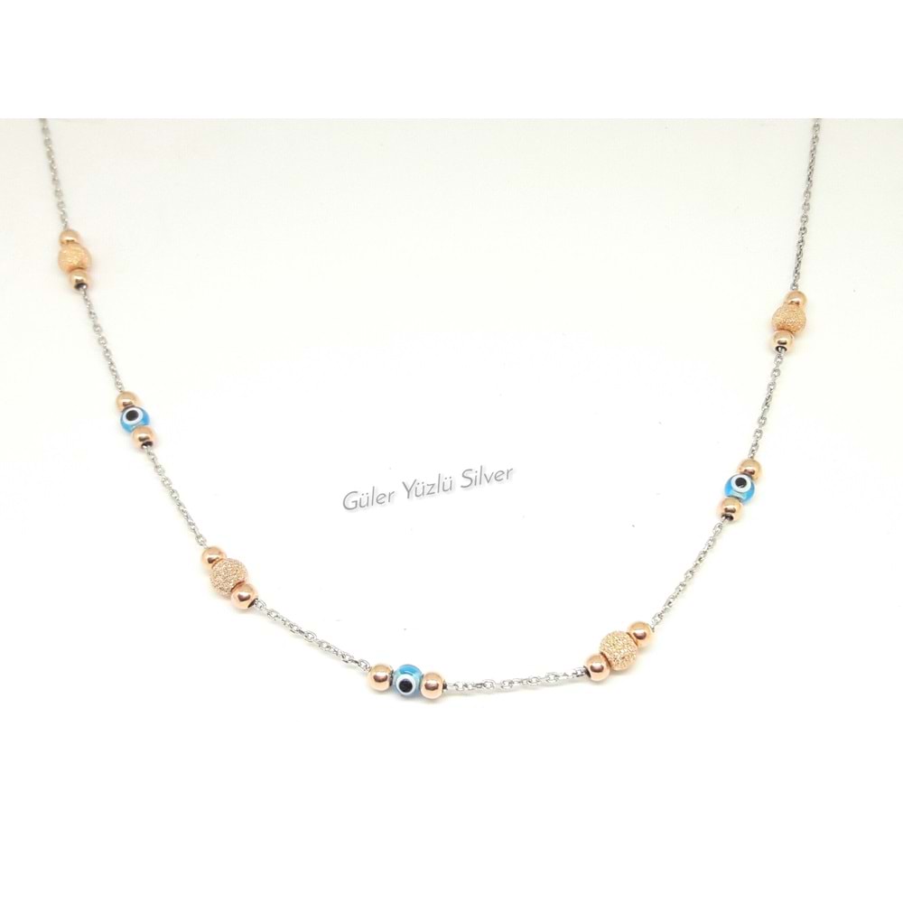 SİMLİ TOPLU NAZAR BONCUKLU İKİLİ GÜMÜŞ SET