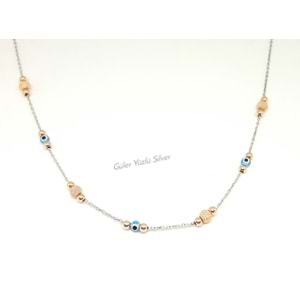 SİMLİ TOPLU NAZAR BONCUKLU İKİLİ GÜMÜŞ SET