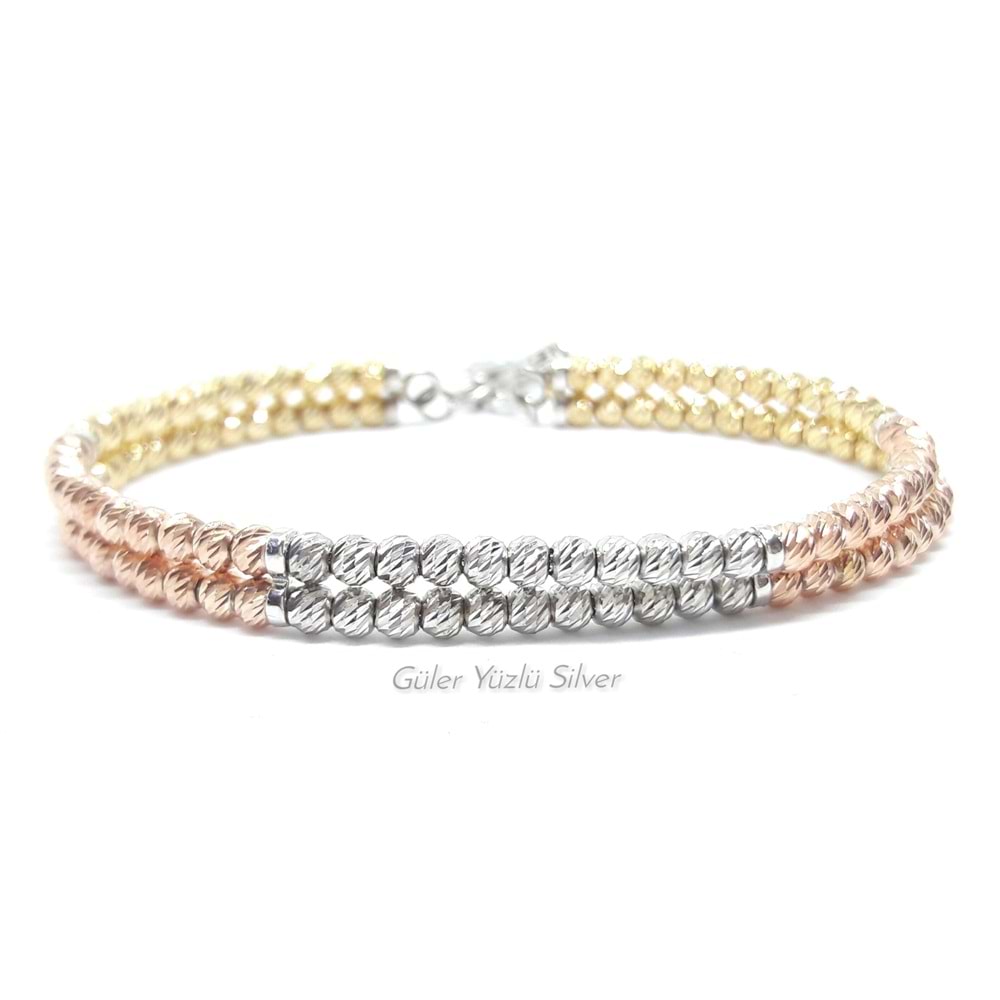 3 RENK 2 SIRA DORİCA GÜMÜŞ BİLEKLİK