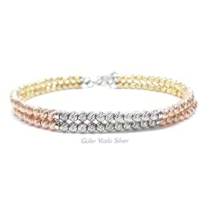 3 RENK 2 SIRA DORİCA GÜMÜŞ BİLEKLİK