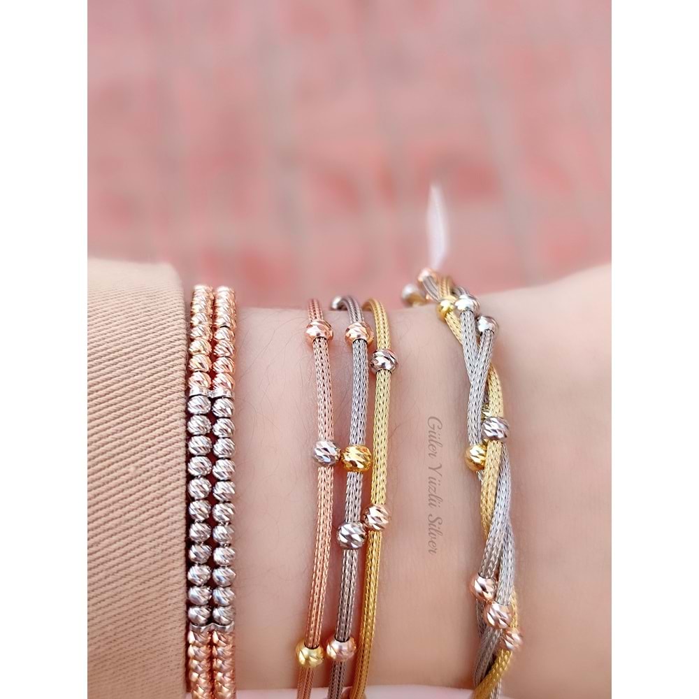 3 RENK 2 SIRA DORİCA GÜMÜŞ BİLEKLİK