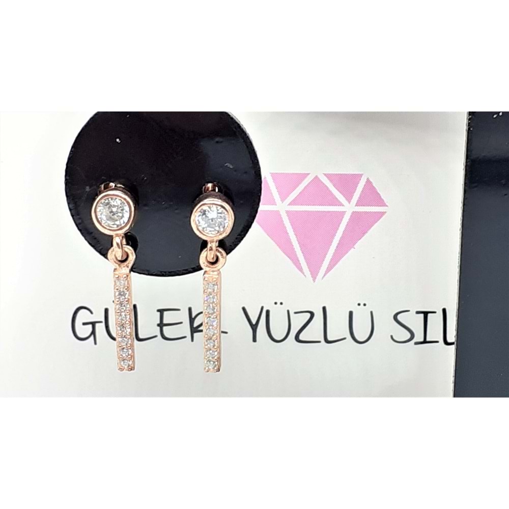 SALLANTILI ZİRKON TAŞLI VİDALI ÇUBUK GÜMÜŞ KÜPE