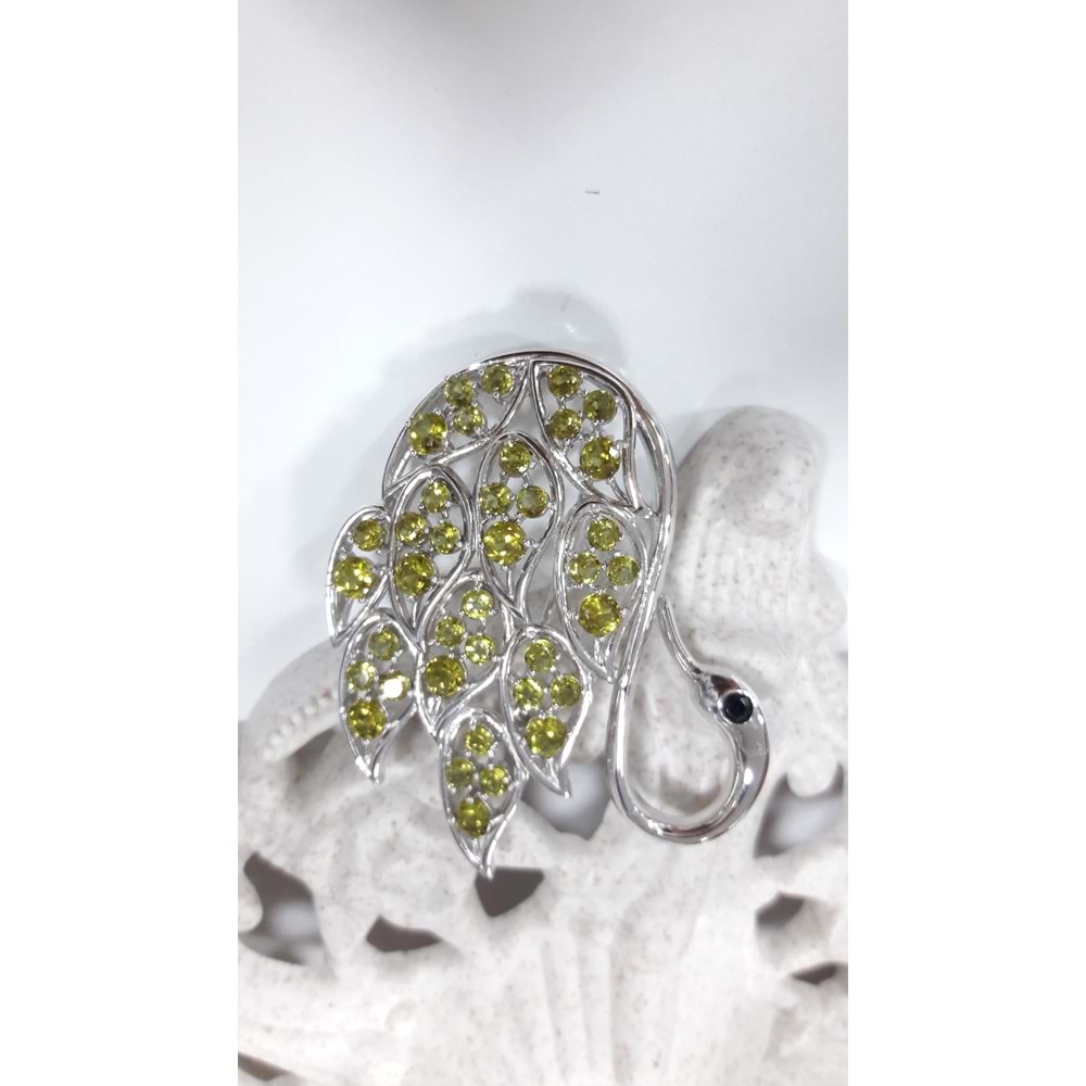 SULTANİT TAŞLI KUĞU GÜMÜŞ BROŞ