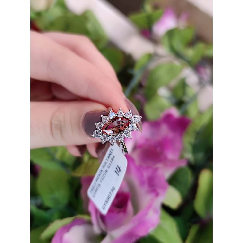 TAŞLI MEKİK SULTANİT GÜMÜŞ YÜZÜK G1184 - 14 NUMARA