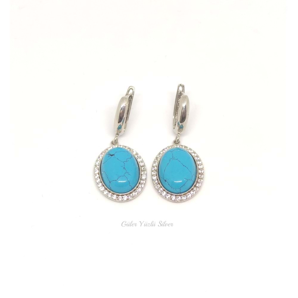 GERÇEK TURKUAZ TAŞLI GÜMÜŞ SET