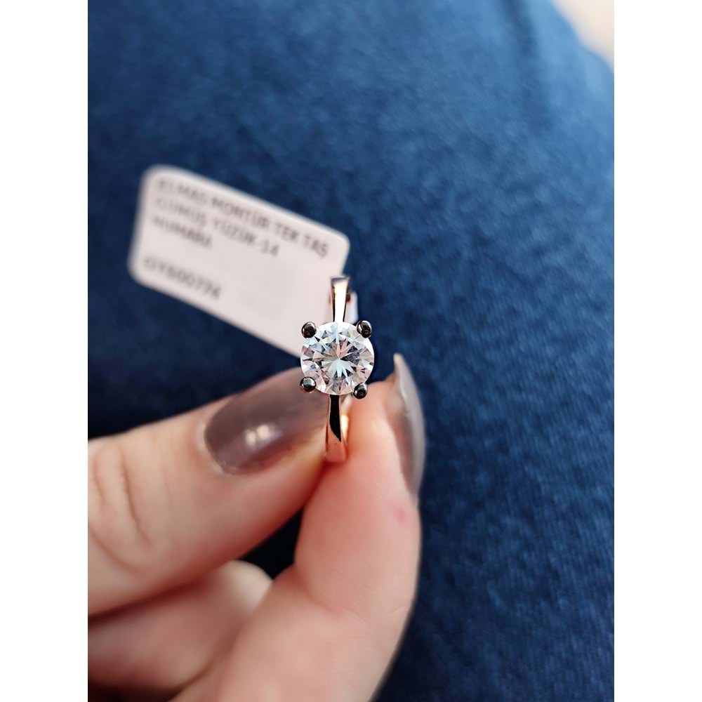 ELMAS MONTÜR TEK TAŞ GÜMÜŞ YÜZÜK-14 NUMARA