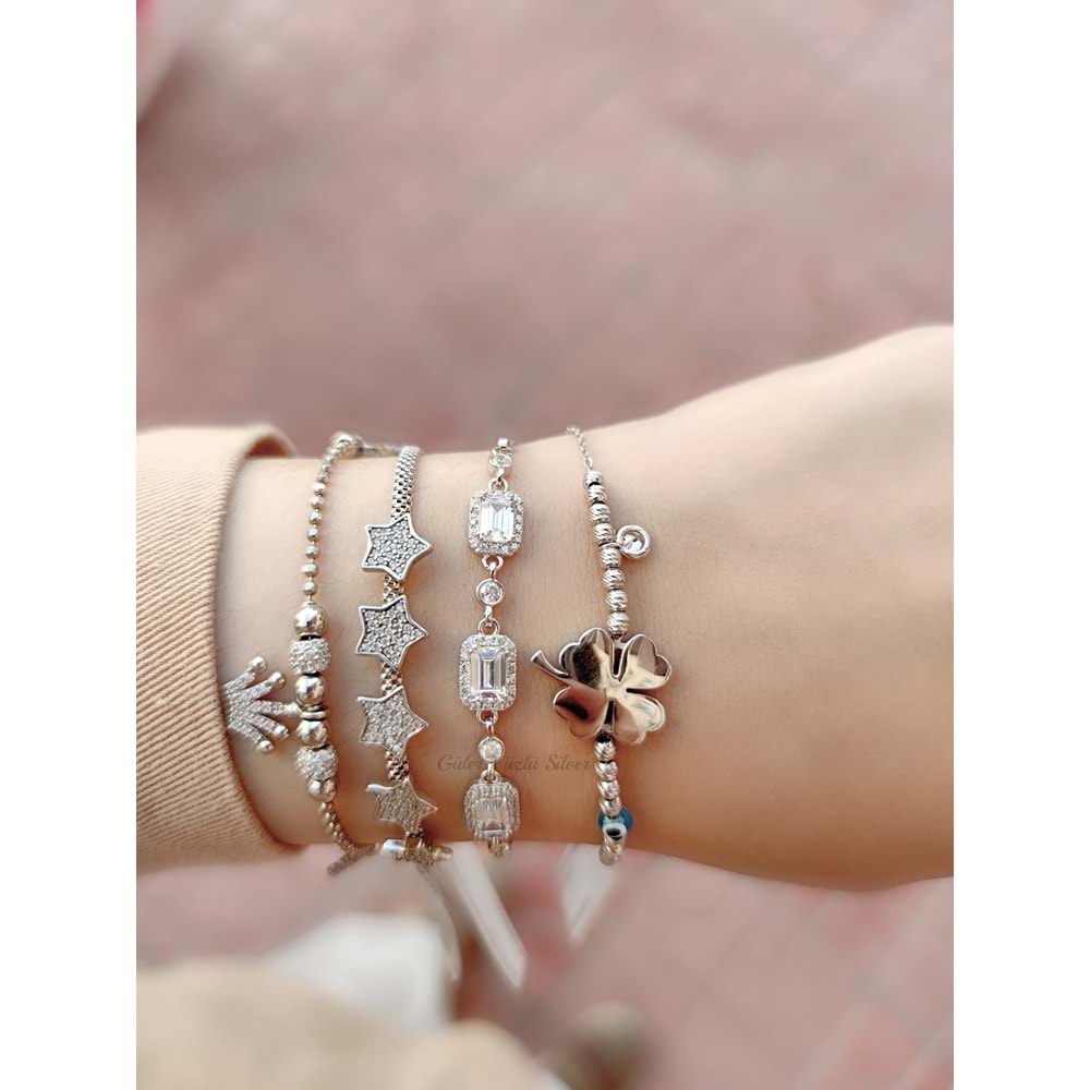 İTHAL BEŞ YILDIZ GÜMÜŞ BİLEKLİK