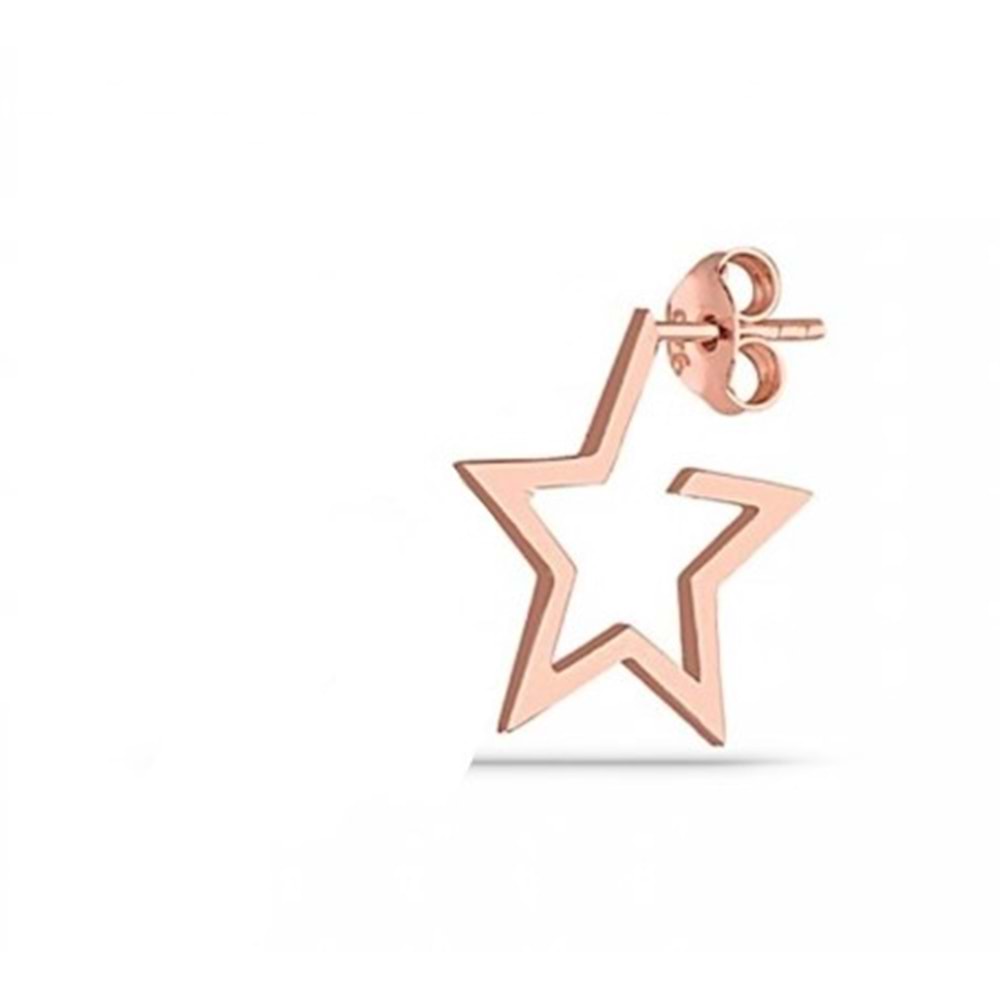 BÜYÜK VİDALI YILDIZ GÜMÜŞ KÜPE (TEK) - ROSE ALTIN KAPLAMA