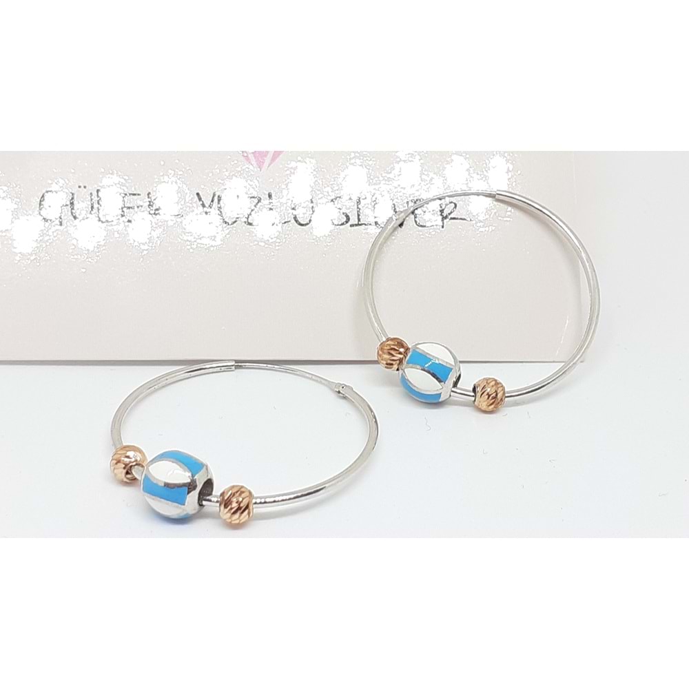 28 MM HAREKETLİ BONCUKLU HALKA GÜMÜŞ KÜPE